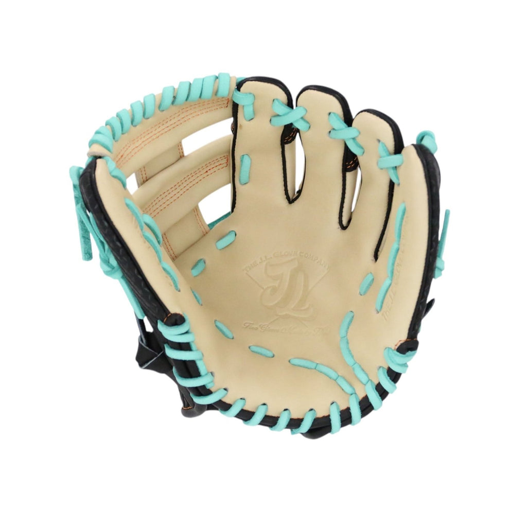 JL Youth Stock | 10.5" Fielder's Glove for Kids | Single Post Braided | Black Snakeskin + Blonde, Orange, Aqua - The J.L. Glove Company